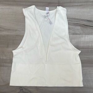 urban outfitters seamless ivory v neck bra top
